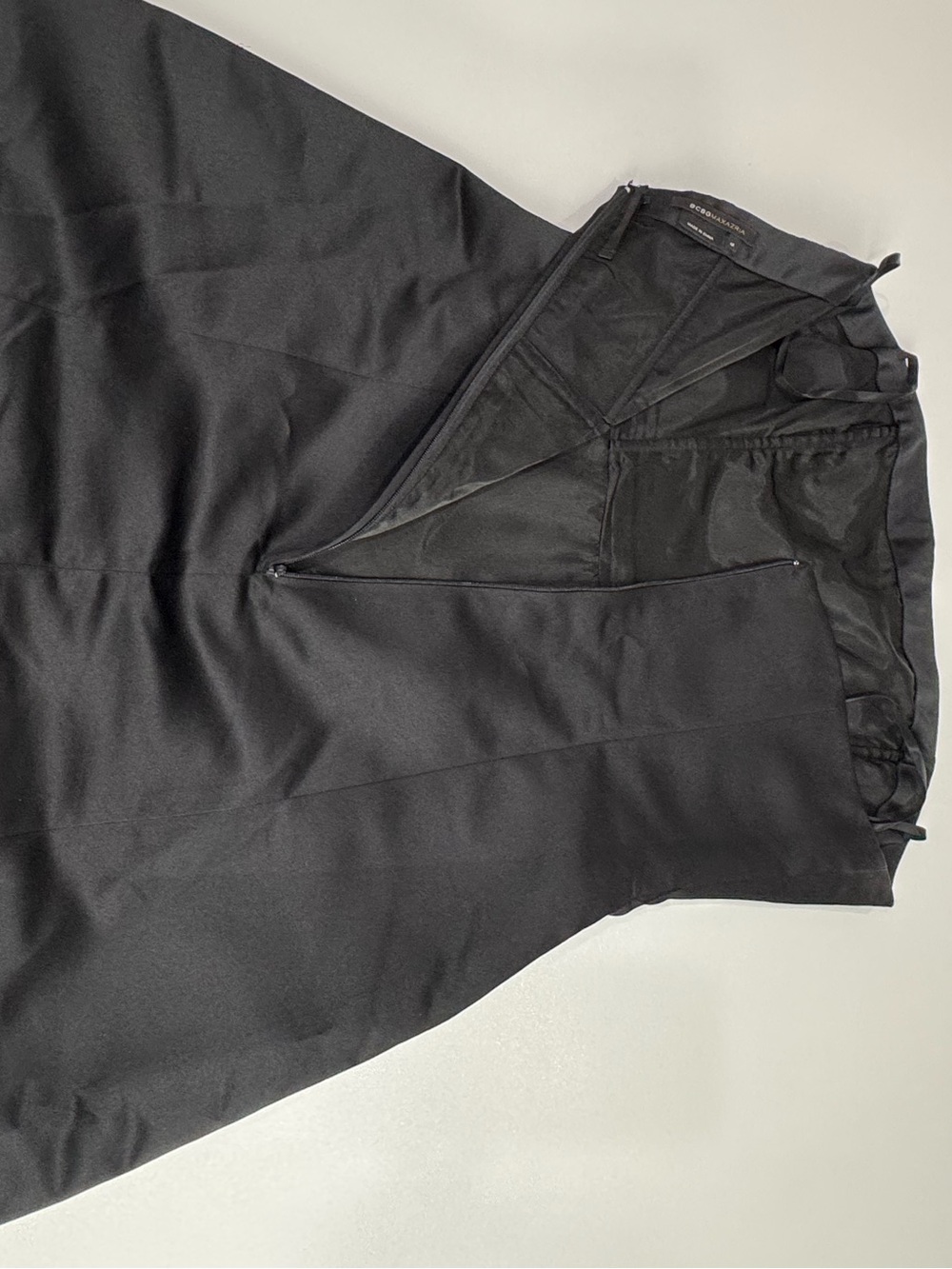 BCBGMAXAZRIA Black Satin Midi Fit & Flare Strapless Cocktail Dress Size 12 - Picture 13 of 15